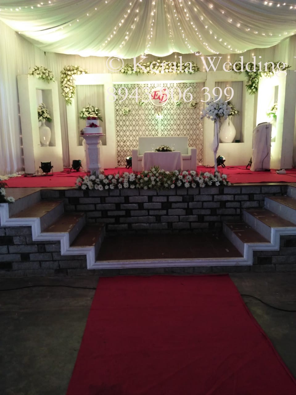 White And Red Stage Decoration Christian Wedding Kerala Wedding