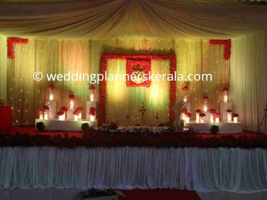Red Color Theme Stage Decoration Kerala