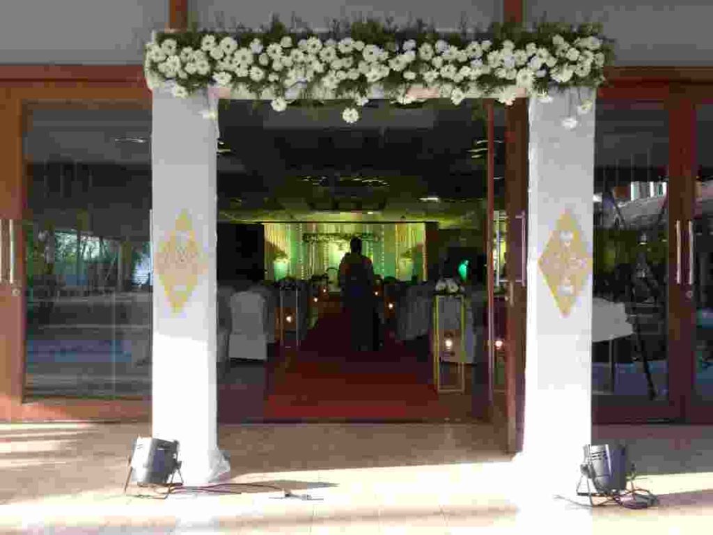 Wedding Entrance Stage Decoration for Reception by Kerala Wedding Planners