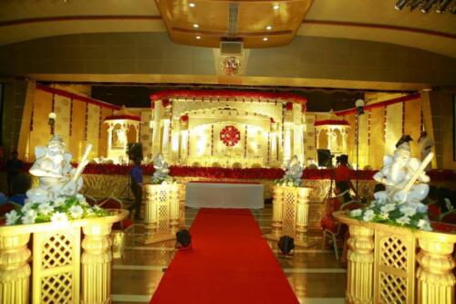 Golden fiber Hindu Wedding Stage Decorator Kochi