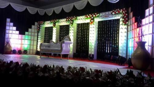 White and Black Wedding Stage Design Kerala