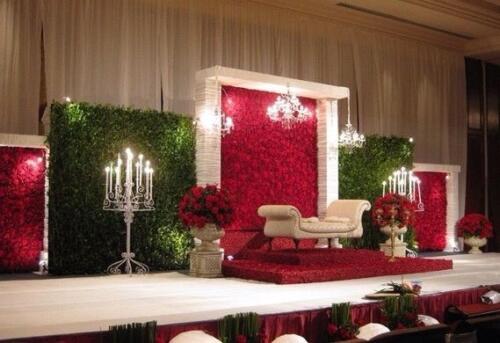 Muslim Wedding Stage Decoration Red Color Stages