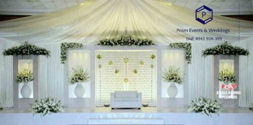 white wedding stage decorations kochi for engagement