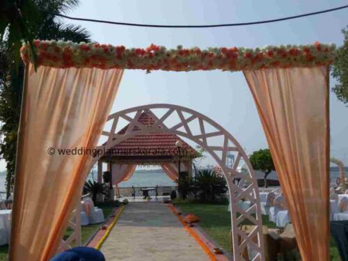 Peach Color Theme Wedding Entrance Decoration Kerala Wedding Planners